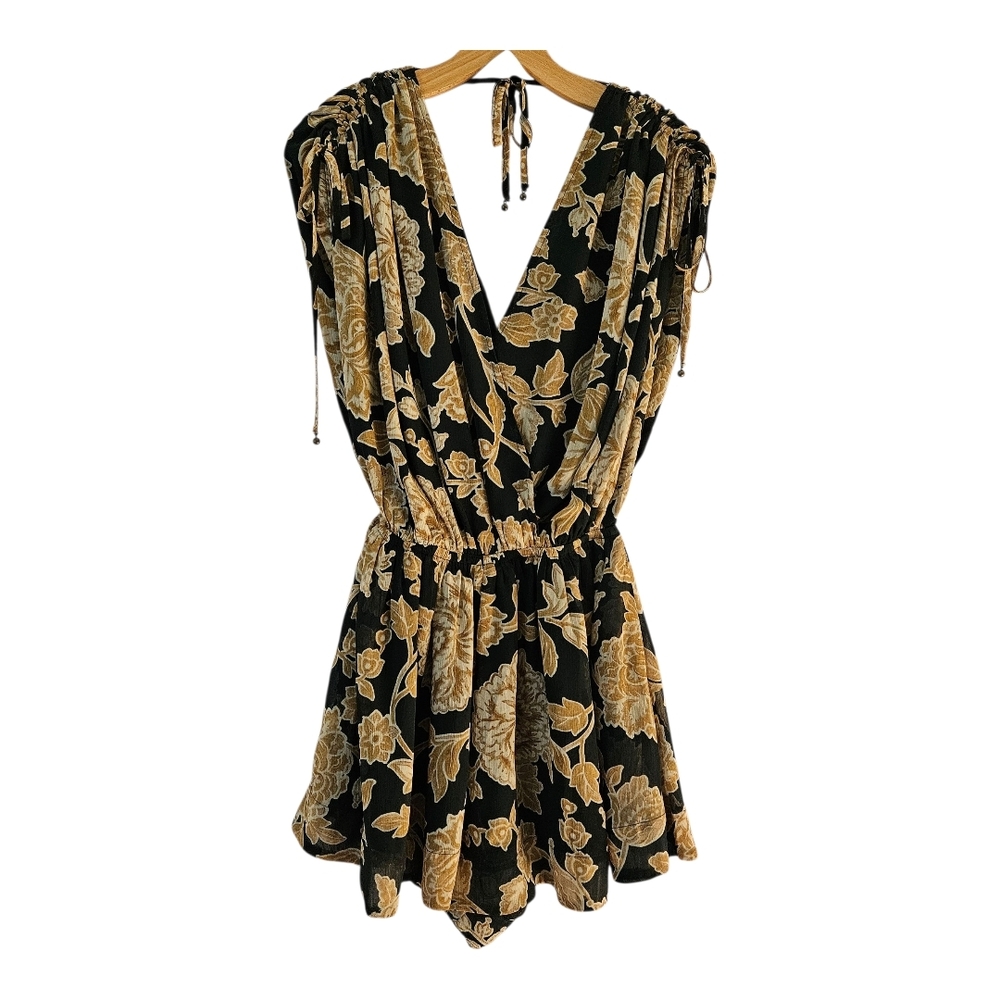 Dress Forum Romper Womens XS Floral Lined V-Neck Cottagecore Summer Tassles